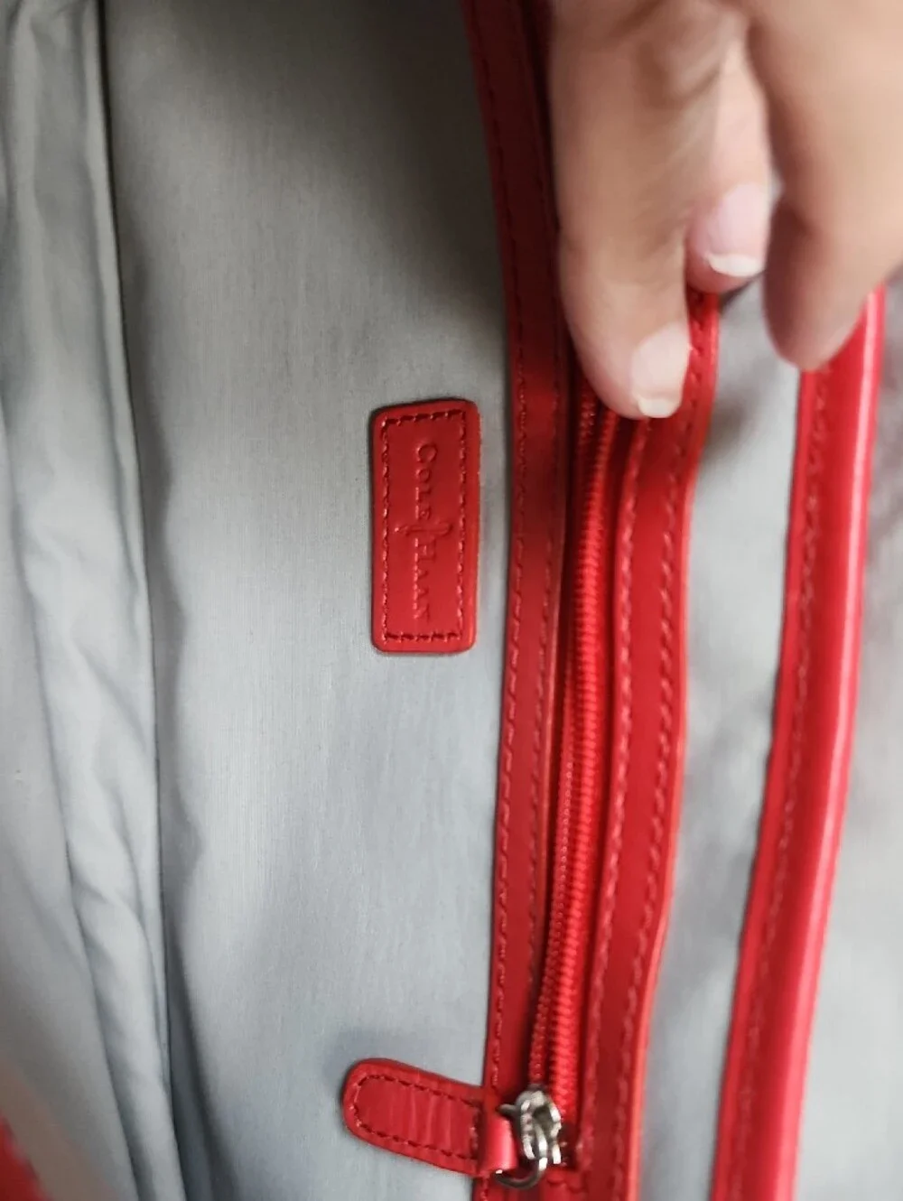 Cole Haan Woven Straw Clutch with Red Trim